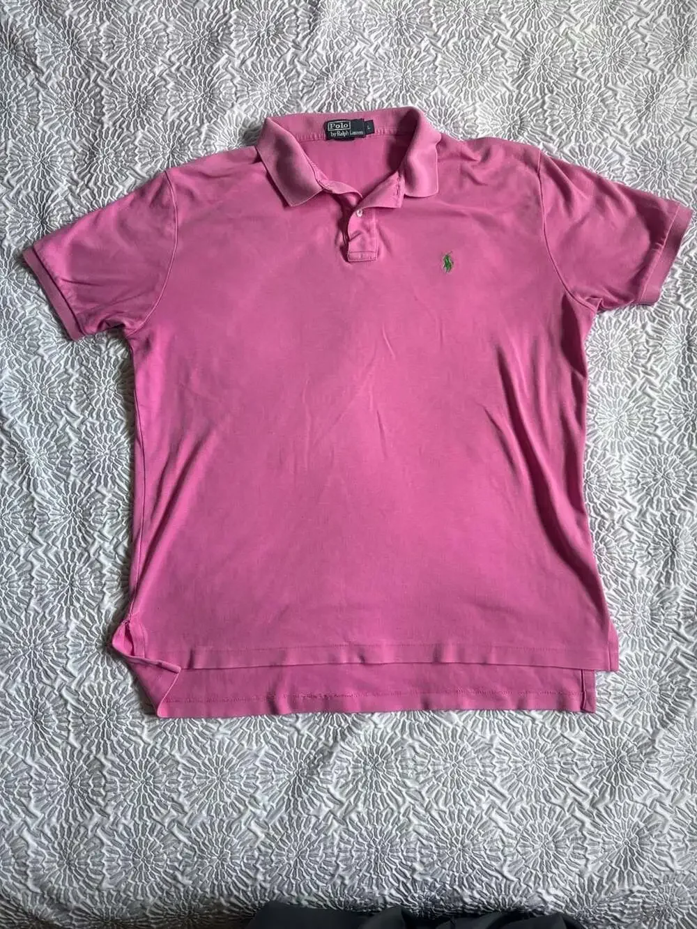 Polo Ralph Lauren Pink Short Sleeve Polo Shirt with Green Pony Logo Men’s L
